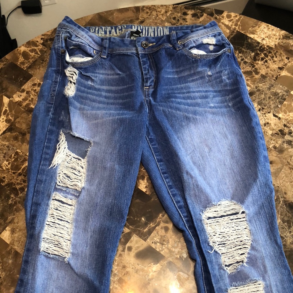 Distressed flare jeans